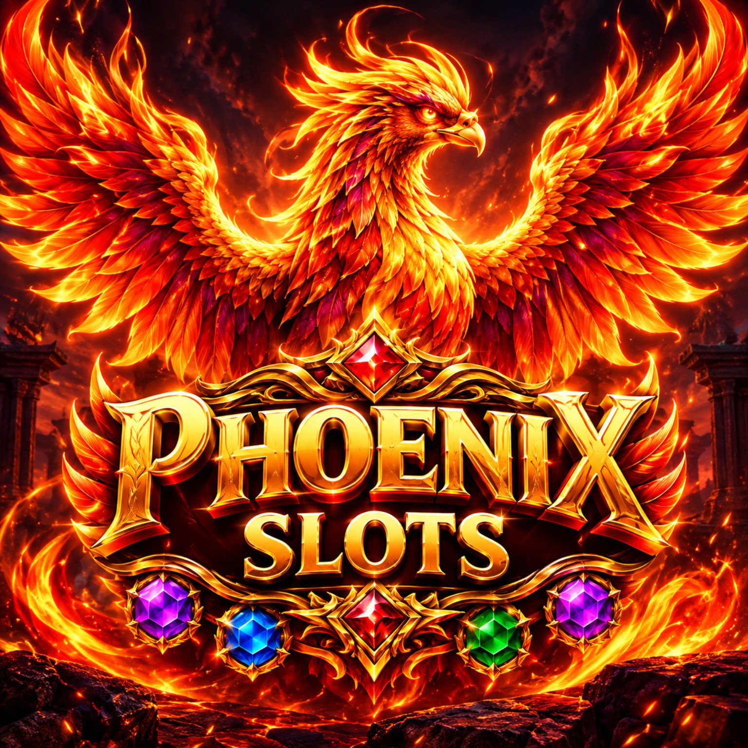 Phoenix Slots — феникс и огненные символы